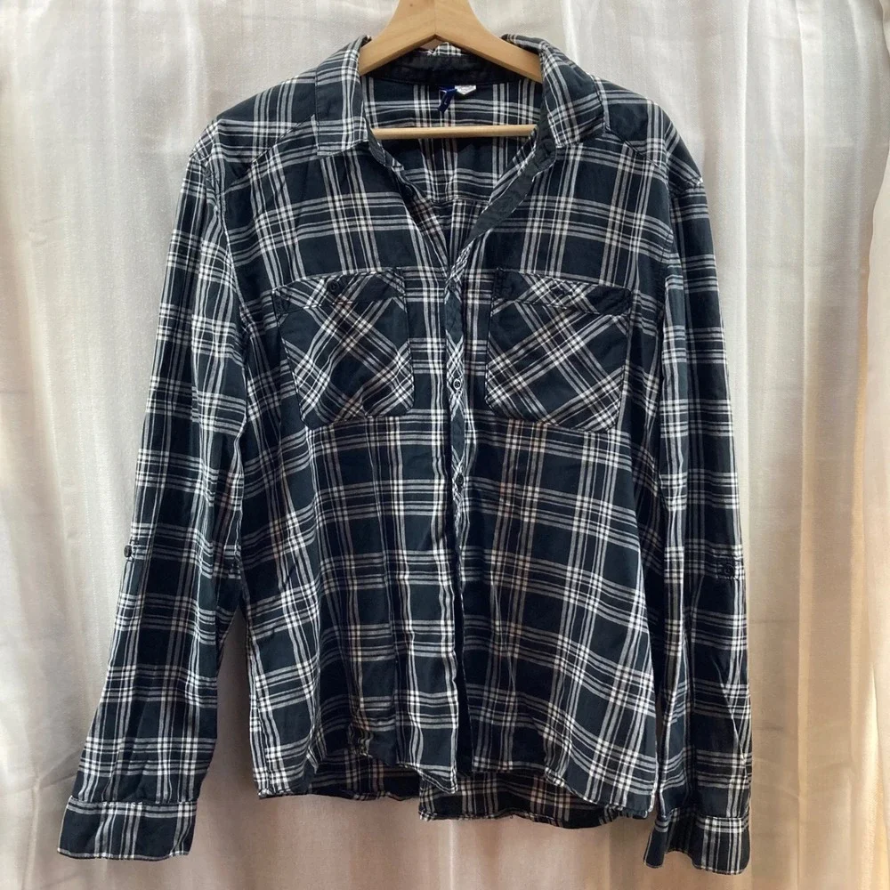 Mens H&M Divided Plaid Button Down Shirt Long Sleeve‎ Casual Flannel Large